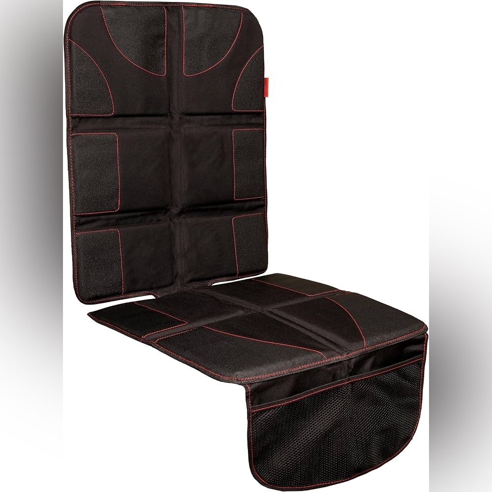 Lusso Gear Car Seat Protector for Baby Car Seat (Black with Red Stitching)